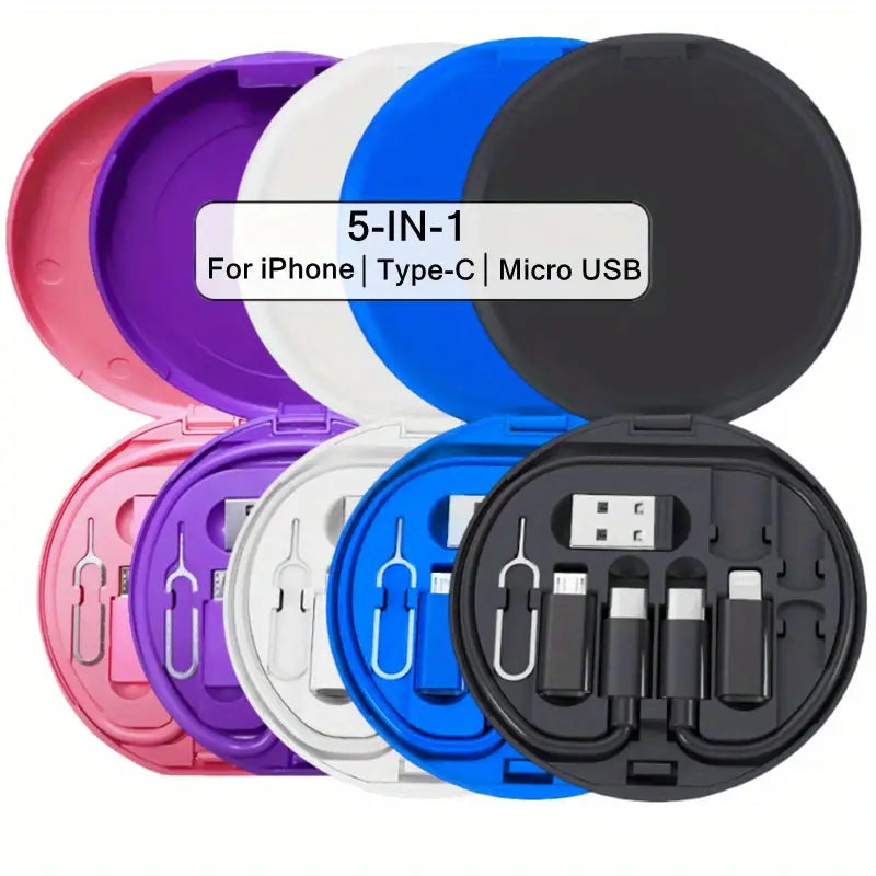 5 in 1 Portable Multifunctional 60W Charging Data Cable Set