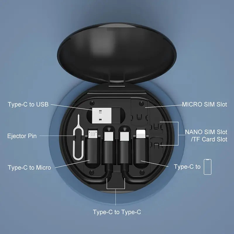 5 in 1 Portable Multifunctional 60W Charging Data Cable Set