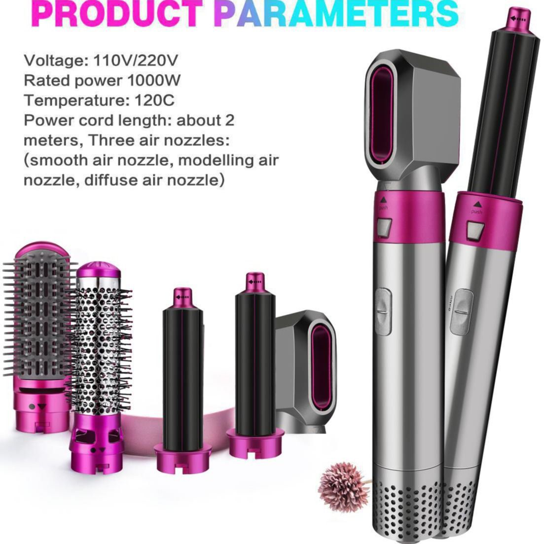 5 in 1 Electric Hot Air Brush Straightener and Dryer with Box