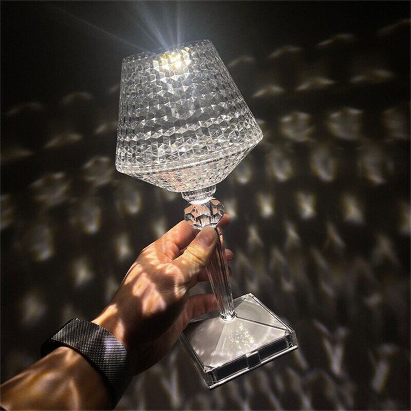 Portable USB Rechargeable Crystal Lamp With Touch Control For Living Room, Home, Office, Decorative Table Light and Party Dinner