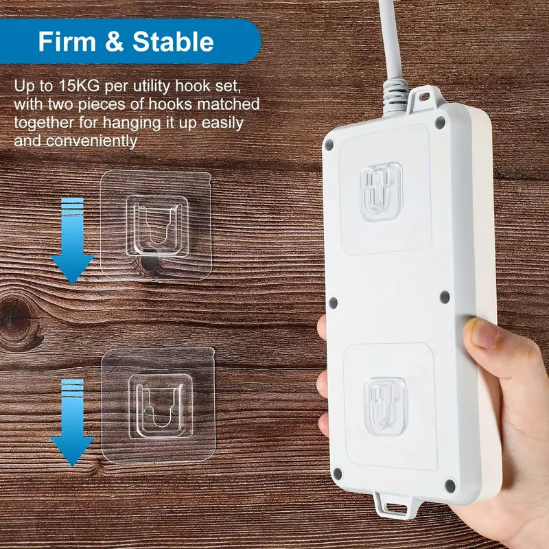 (Pack of 20) Double Sided Transparent Waterproof Self Adhesive Wall Hooks For Storage Organizer