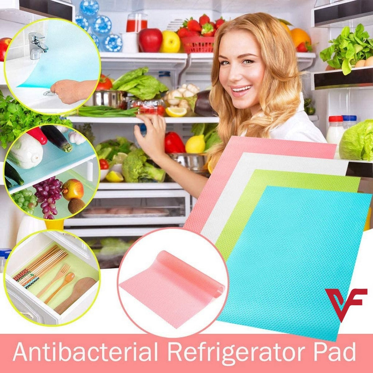 Non Stick Anti Bacterial Oil Proof Drawer Mat Roll For Shelves Cupboard Wardrobe Kitchen Cabinet Fridge and Dining Table