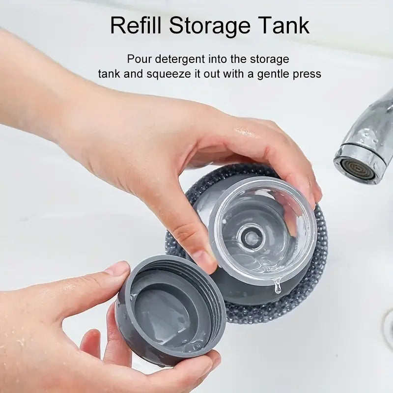 Buy 1 Get 1 Free Offer 2 Pcs Kitchen Cleaning Dish Brush Scrubber with Soap Dispenser