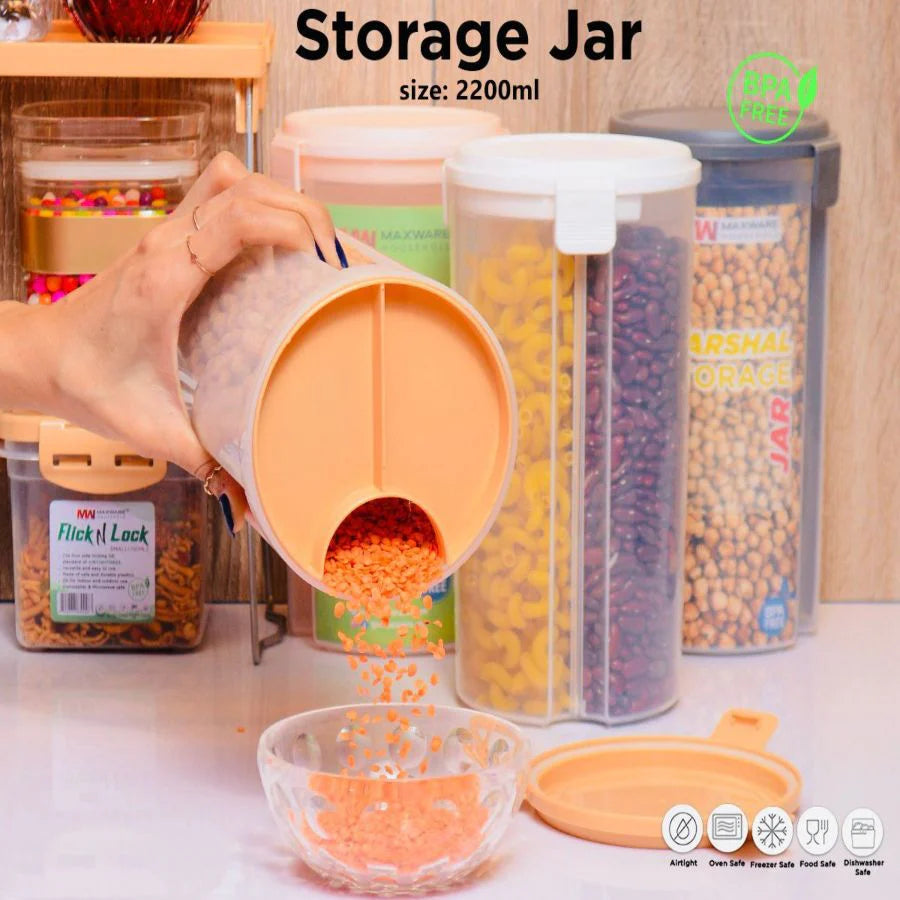 New 3 In 1 Marshal Storage Jar 2200ML For Food Storage Organizer Use